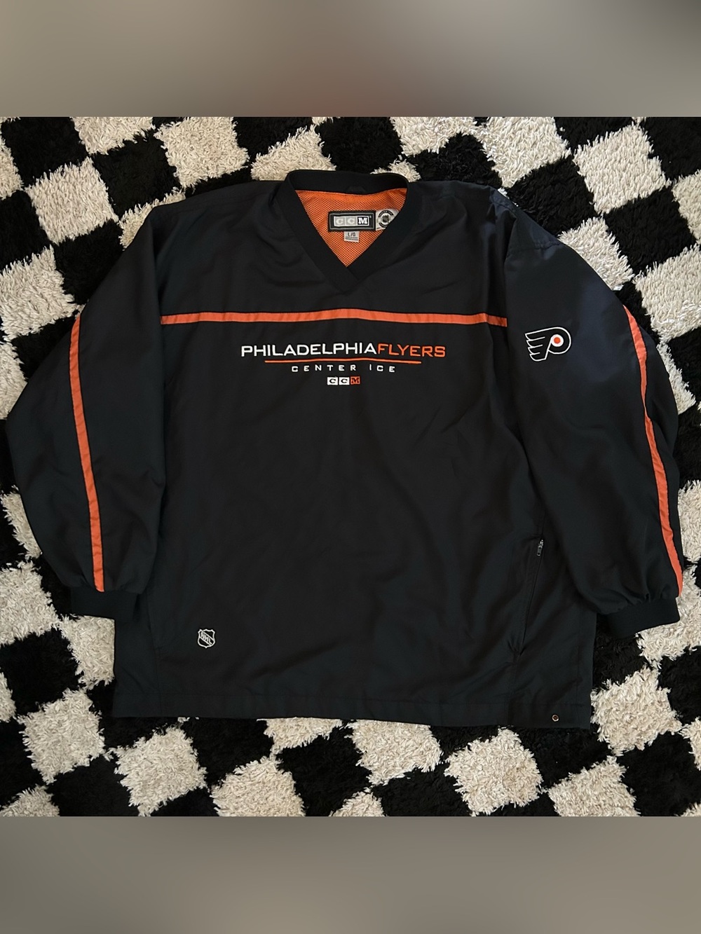 Vintage Philadelphia Flyers CCM Hockey Mens Windbreaker Pullover Jacket Size L